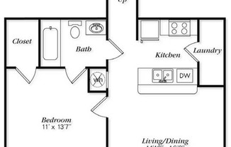 1 bed, 1 bath, 809 sqft, $876, Unit 1909