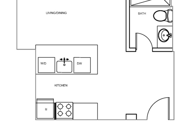 Studio, 1 bath, 383 sqft, $1,624