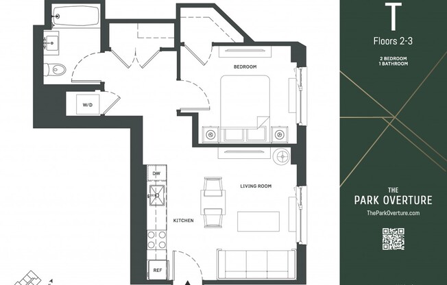 1 bed, 1 bath, $2,933, Unit 2T