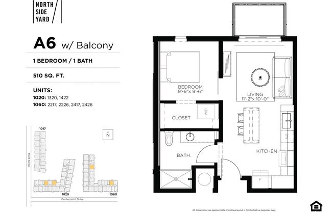 1 bed, 1 bath, 510 sqft, $1,325