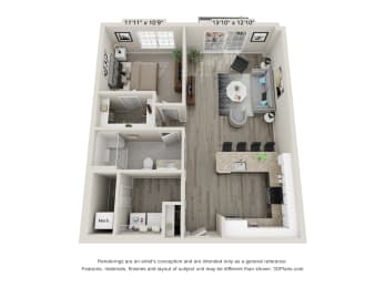 1 bed, 1 bath, 888 sqft, $2,661