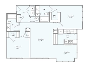 2 beds, 2 baths, 1,195 sqft, $2,348