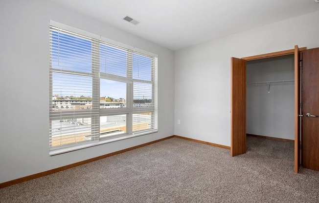 Bedroom with closet at 1910 on Water, Milwaukee, Wisconsin