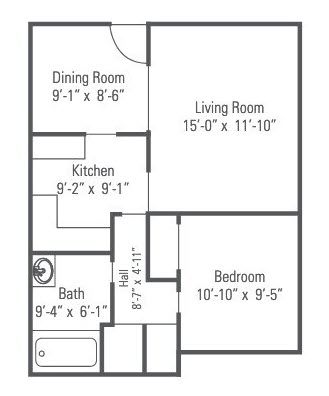 1 bed, 1 bath, 572 sqft, $1,020