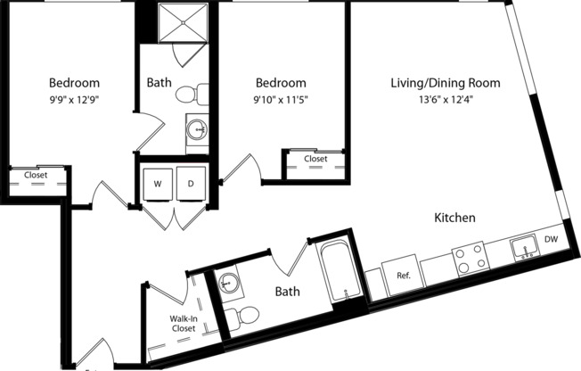 2 beds, 2 baths, 1,044 sqft, $3,741, Unit 419