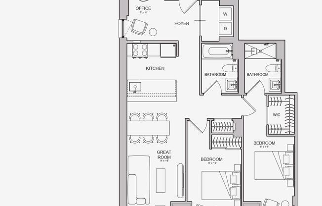 2 beds, 2 baths, $6,500, Unit PH118