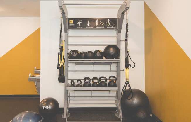 Meetinghouse Apartments Fitness Center Yoga Rack