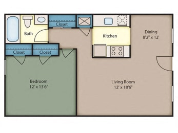 1 bed, 1 bath, 677 sqft, $995