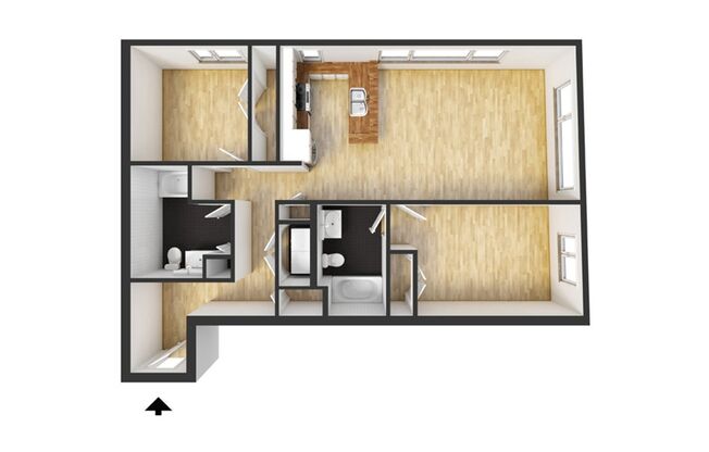 2 beds, 2 baths, 995 sqft, $2,341, Unit 504