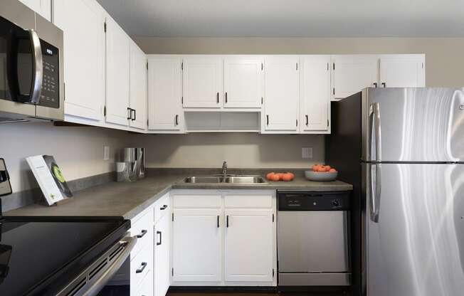 View of Kitchen with Stainless Steel Appliances - Axon Green Apartments in West Maka Ska 