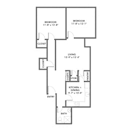 2 beds, 1 bath, 866 sqft, $1,945