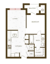 Studio, 1 bath, 602 sqft, $1,095