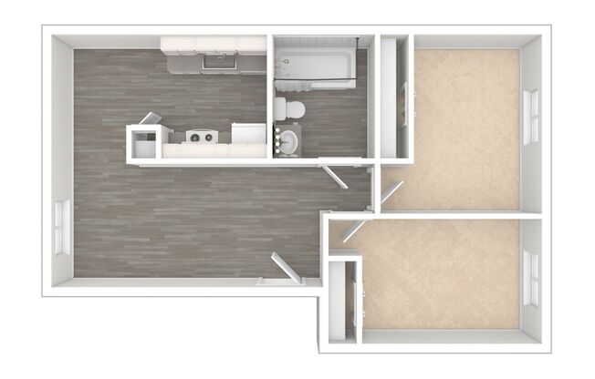 2 beds, 1 bath, 813 sqft, $1,514