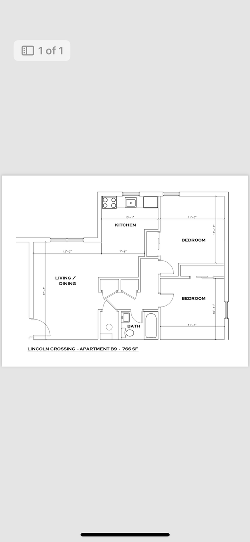 2 beds, 1 bath, 925 sqft, $1,350, Unit C-01