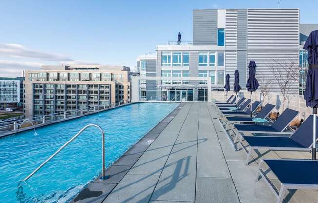 Rooftop deck with pool and grills at Valo, Washington, 20024