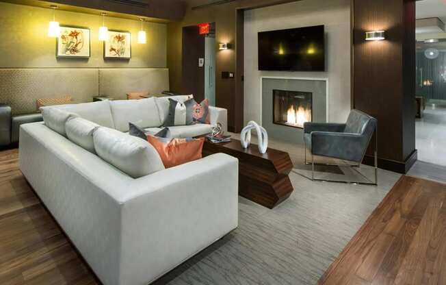 Lounge with TV and Fireplace