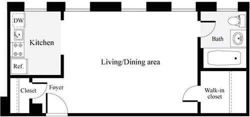 Studio, 1 bath, 450 sqft, $1,473, Unit 0110