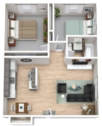 2 beds, 1 bath, 750 sqft, $1,179