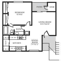 1 bed, 1 bath, 602 sqft, $900