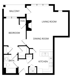 1 bed, 1 bath, 885 sqft, $1,540