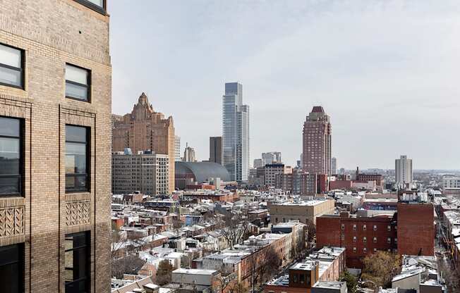 Stunning panoramic view of the Philadelphia skyline from a high-rise unit at The Pepper Building, among the finest apartments in Rittenhouse Square PA.