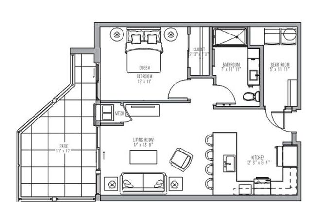 1 bed, 1 bath, 797 sqft, $1,495, Unit 118