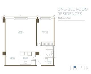 1 bed, 1 bath, 855 sqft, $1,364