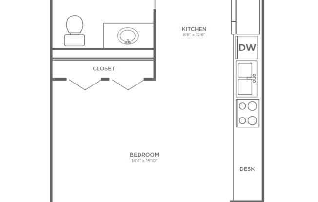 Studio, 1 bath, 515 sqft, $2,099