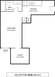 Studio, 1 bath, 480 sqft, $1,055