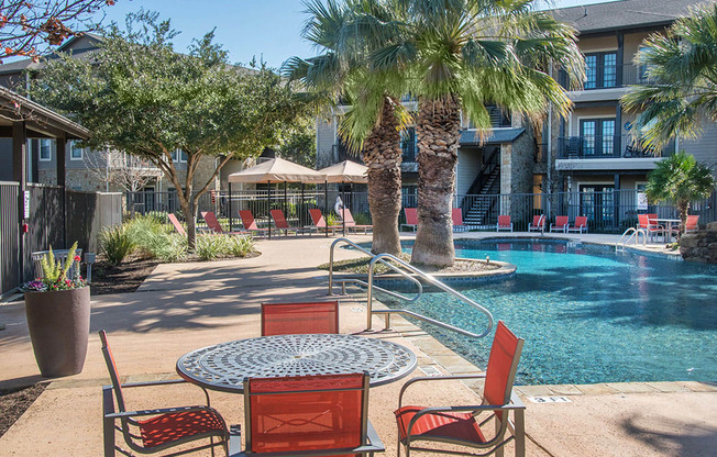 Pool Side Sitting area at The Palmera on 3009, Schertz, 78154