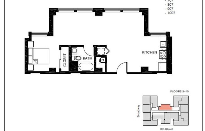 1 bed, 1 bath, 690 sqft, $2,108.33, Unit BEI-0307