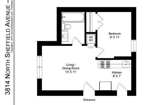 1 bed, 1 bath, 449 sqft, $1,935, Unit 3814S-3W