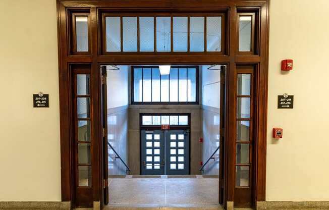 a view of the entrance to a building from the lobby at Residences at South High, Pennsylvania, 15203?