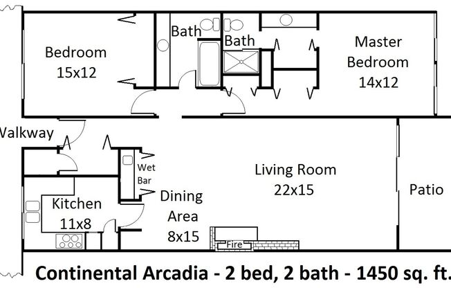 2 beds, 2 baths, 1,450 sqft, $3,290, Unit 08