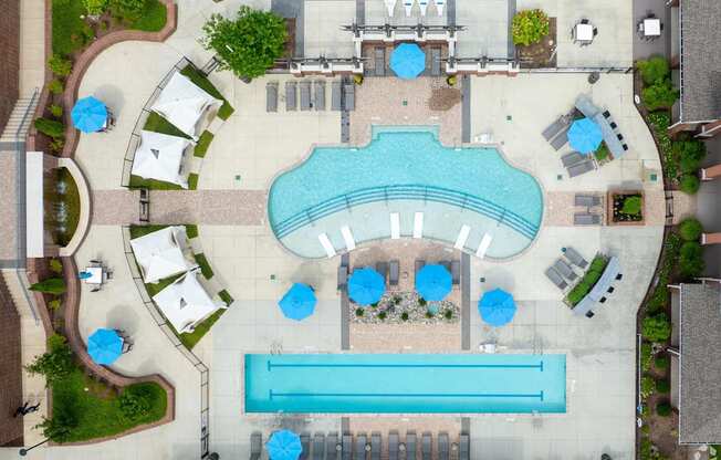 Aerial View of a Swimming Pool at The Aster Apartments, Cary, NC, 27519