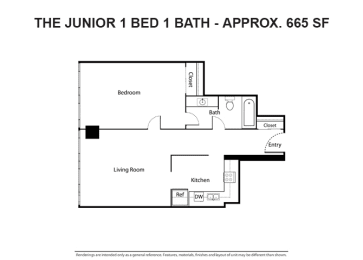 1 bed, 1 bath, 665 sqft, $1,074