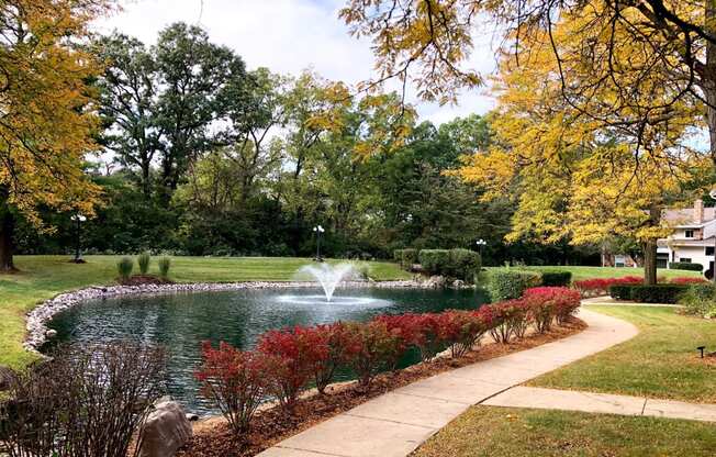 pond and fountain