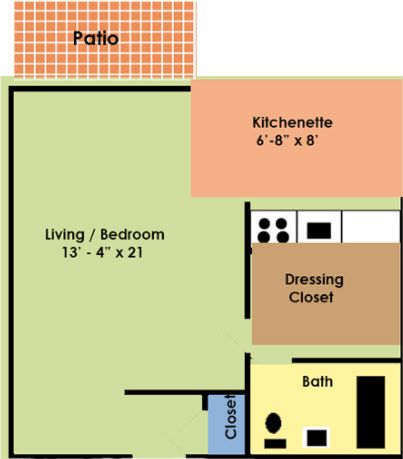 Studio, 1 bath, 400 sqft, $650