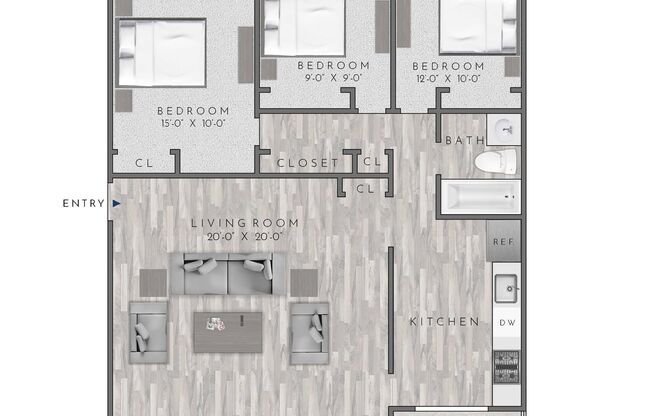 3 beds, 1 bath, 950 sqft, $3,900