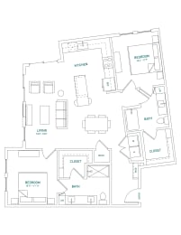 2 beds, 2 baths, 1,166 sqft, $2,509