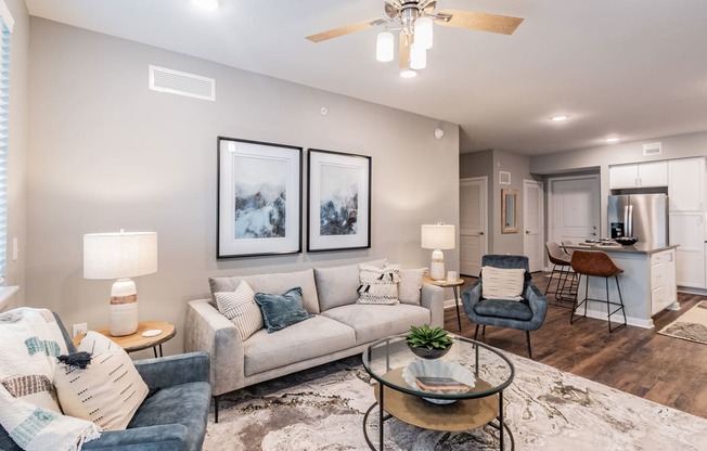 Living Room with Ceiling Fan at Edge75, Florida