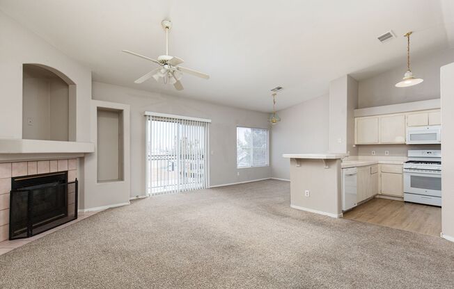Two bedroom with two car garage in gated community with pool/spa