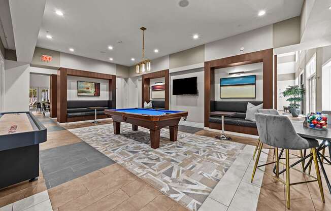 unleash the fun in our game room with a pool table