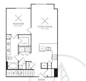 1 bed, 1 bath, 887 sqft, $1,465