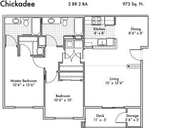 2 beds, 2 baths, 973 sqft, $1,889