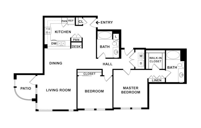 2 beds, 2 baths, 1,238 sqft, $2,075