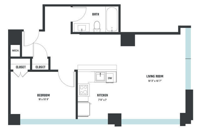 1 bed, 1 bath, 663 sqft, $1,401