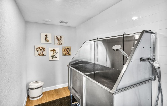 a small bathroom with a shower and a sink