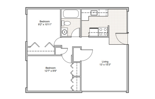 2 beds, 1 bath, 870 sqft, $1,800, Unit 72-22