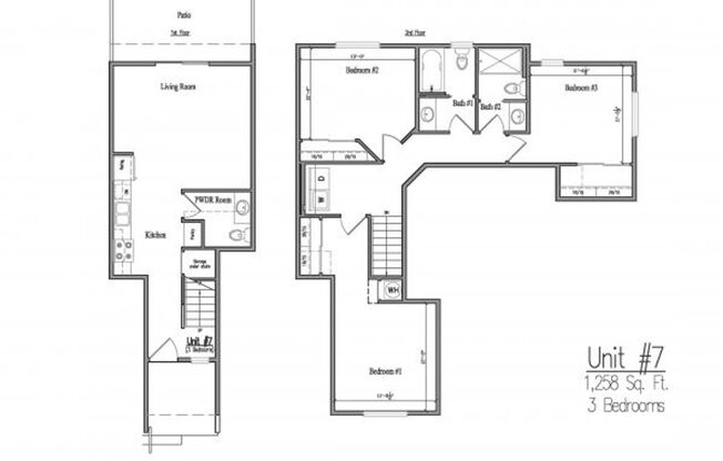 3 beds, 2.5 baths, 1,258 sqft, $2,400, Unit 7